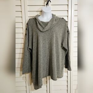 New York Laundry 3X 22/24 Cowl Neck Asymmetric Sweater Tunic Long Sleeve Grey